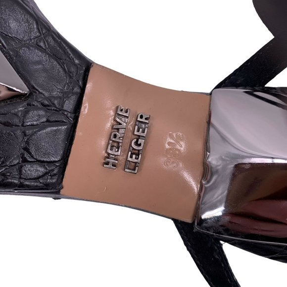 HERVE LEGER Black Rhinestone Studded Platform Stiletto Sandals Size 38.5 - Picture 11 of 11